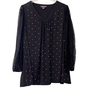 Roaman's Black Top with Tiny Rhinestones on front size 16W